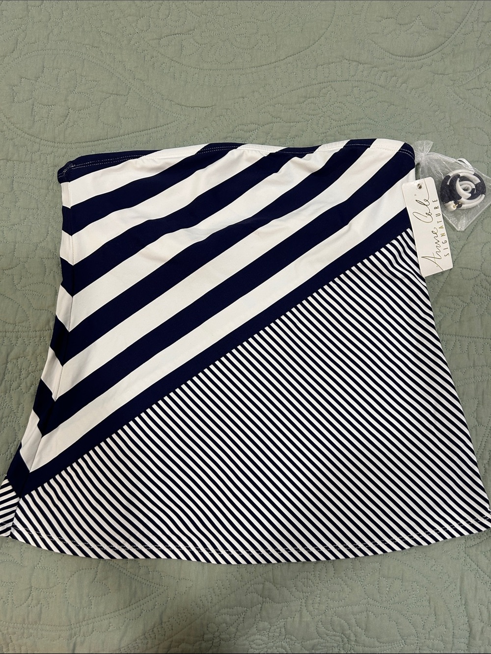 Anne Cole Navy and White Swim Top NWT